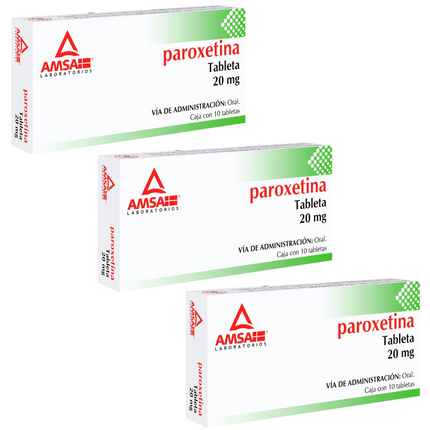 Paroxetina 20 mg Caja con 10 Tabletas Amsa
