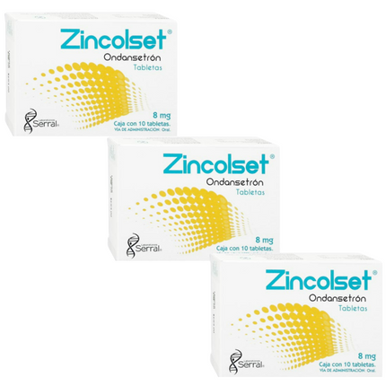 Zincolset (Ondansetrón) 8 mg Caja con 10 Tabletas Serral Laboratorios