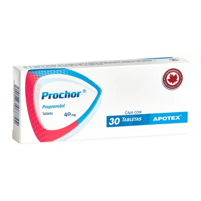Prochor (Propranolol) 40 mg caja con 30 Tabletas Apotex
