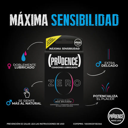 Prudence Zero Caja con 3 Preservativos Masculinos