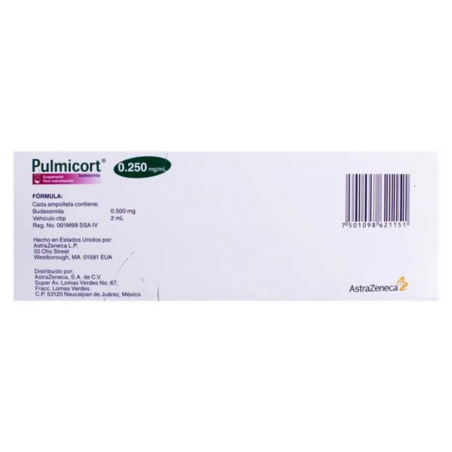 Pulmicort (Budesonida) .250 mg Caja con 5 Ampolletas para Nebulizar