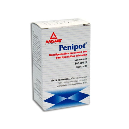 Penipot (Bencilpenicilina-Procaina con Bencipenicilina Cristalina)800,000 UI Inyectable