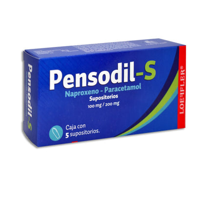 Pensodil S Naproxeno 100 mg, Paracetamol 200 mg Caja con 5 Supositorios