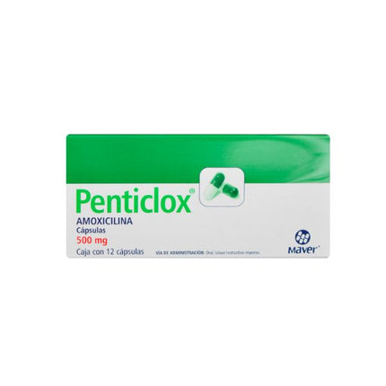 Penticlox (Amoxicilina) 500 mg Caja con 12 Cápsulas
