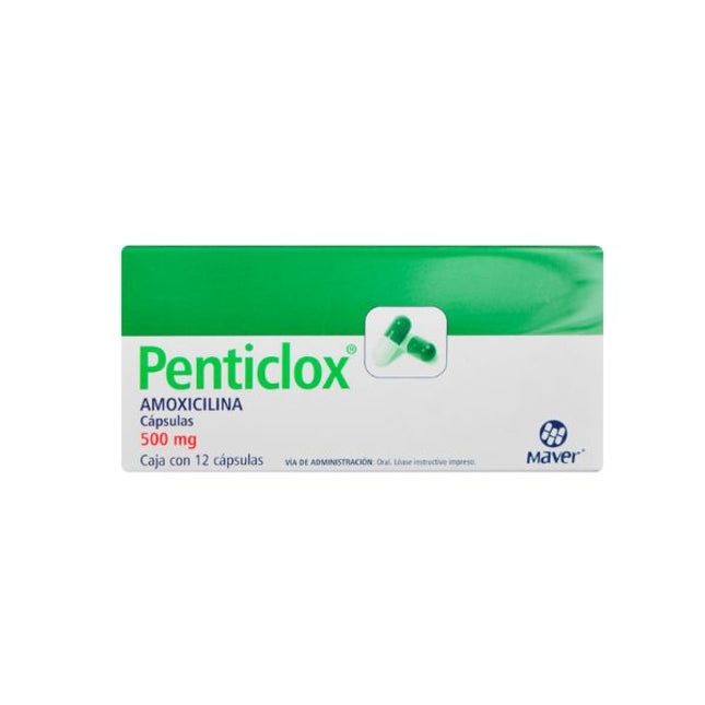 Penticlox (Amoxicilina) 500 mg Caja con 12 Cápsulas
