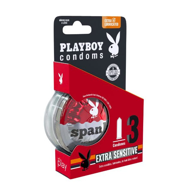 Playboy Extra Sensitive Caja con 3 Preservativos Masculinos