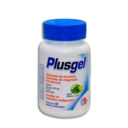 Plusgel (Hidróxido de Aluminio, Hidróxido de Magnesio,Dimeticona) 50 Tabletas