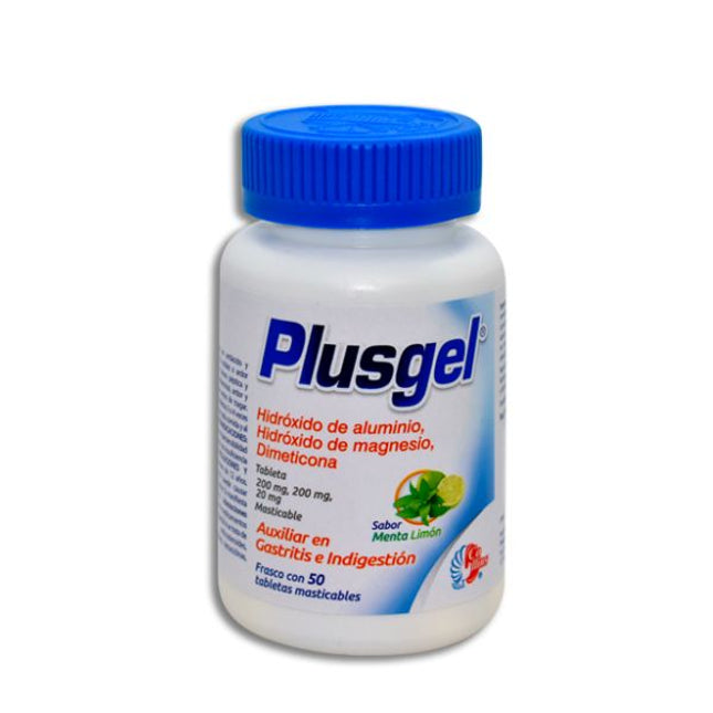 Plusgel (Hidróxido de Aluminio, Hidróxido de Magnesio,Dimeticona) 50 Tabletas