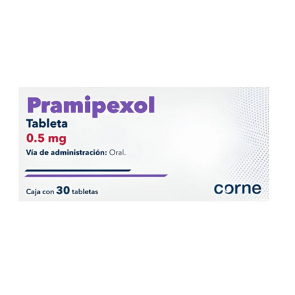 Pramipexol 0.5 mg Caja con 30 Tabletas Corne