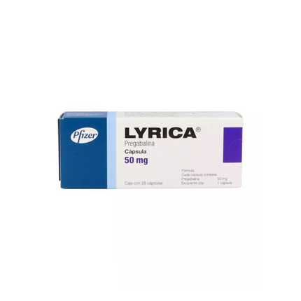 Lyrica (Pregabalina) 50 mg Caja con 28 Capsulas Laboratorio Pfizer
