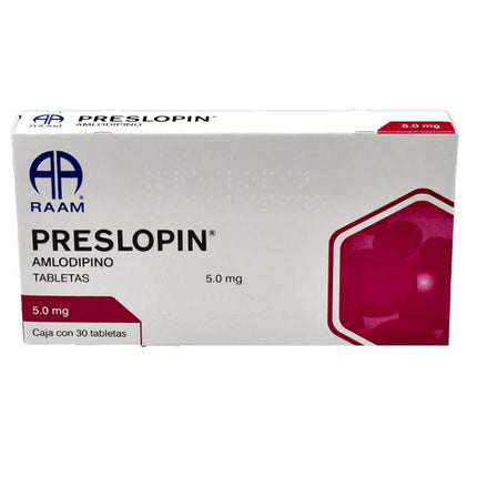Preslopin Amlodipino 5 mg Caja con 30 Tabletas RAAM