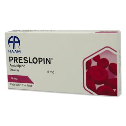 Preslopin Amlodipino 5 mg Caja Con 10 Tabletas RAAM