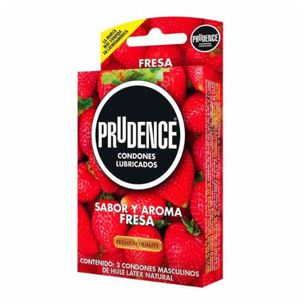 Prudence Sabor y Aroma Fresa Caja con 3 Preservativos Masculinos