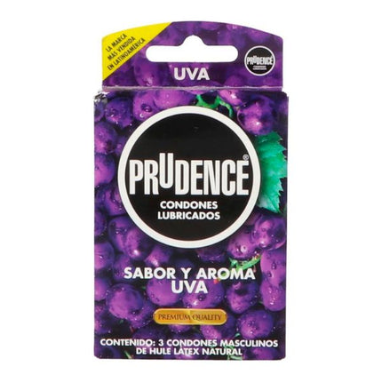 Prudence Sabor y Aroma Uva Caja con 3 Preservativos Masculinos
