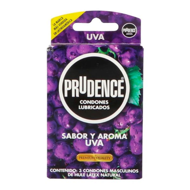 Prudence Sabor y Aroma Uva Caja con 3 Preservativos Masculinos