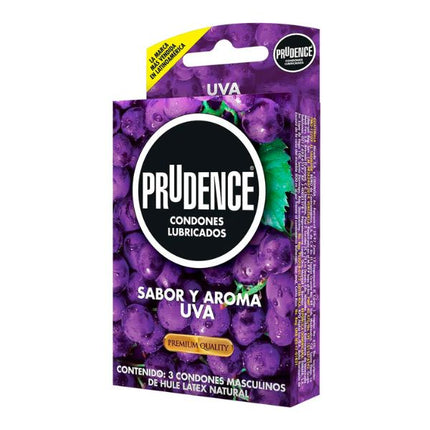 Prudence Sabor y Aroma Uva Caja con 3 Preservativos Masculinos
