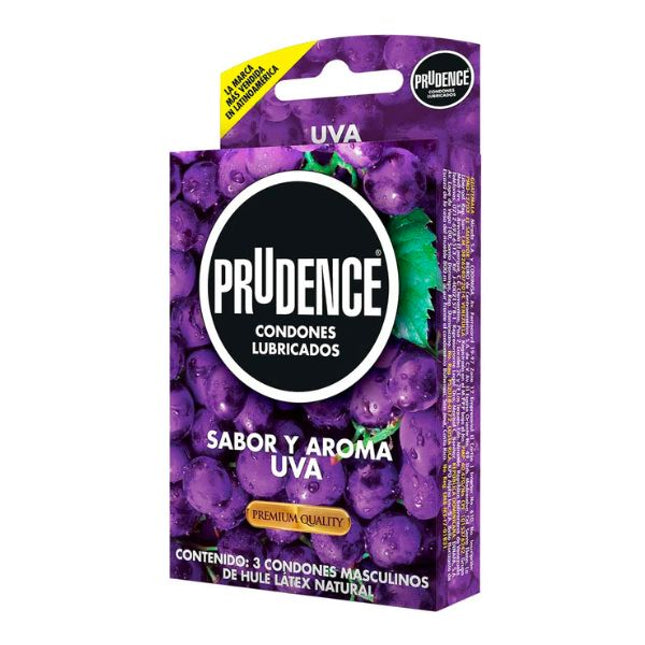 Prudence Sabor y Aroma Uva Caja con 3 Preservativos Masculinos