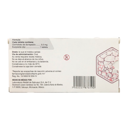 Braix Donepezilo 5 mg Caja con 28 Tabletas RAAM