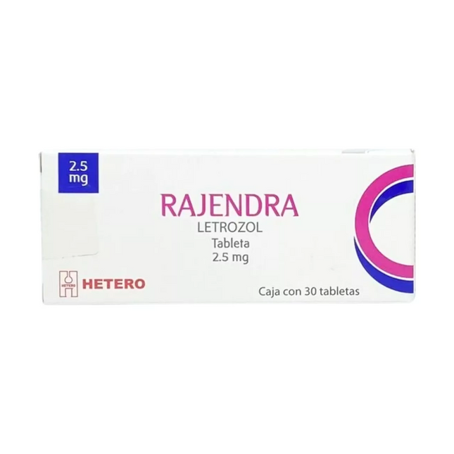Rajendra (Letrozol) 2.5 mg Caja con 30 Tabletas Hetero Laboratorios