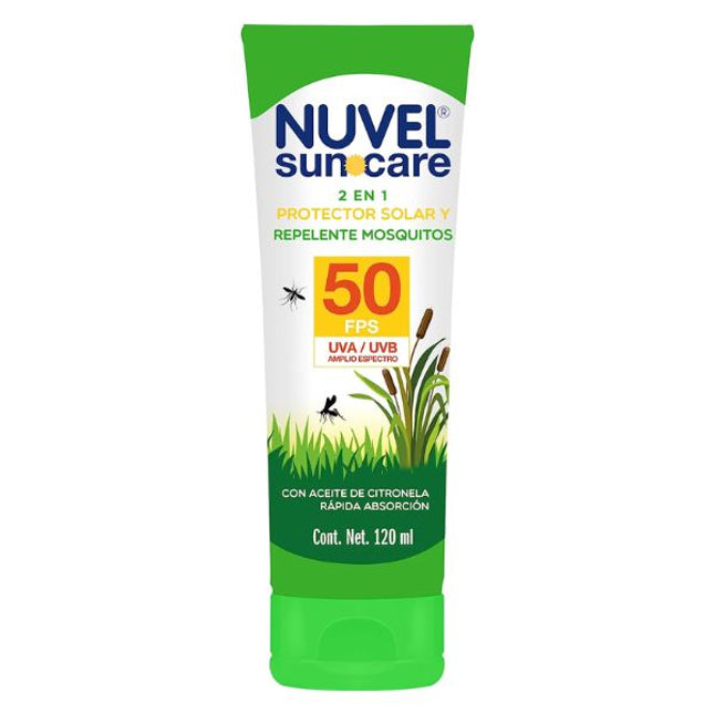 Protector Solar 50 FPS Repelente de Mosquitos Nuvel Suncare 120 ml