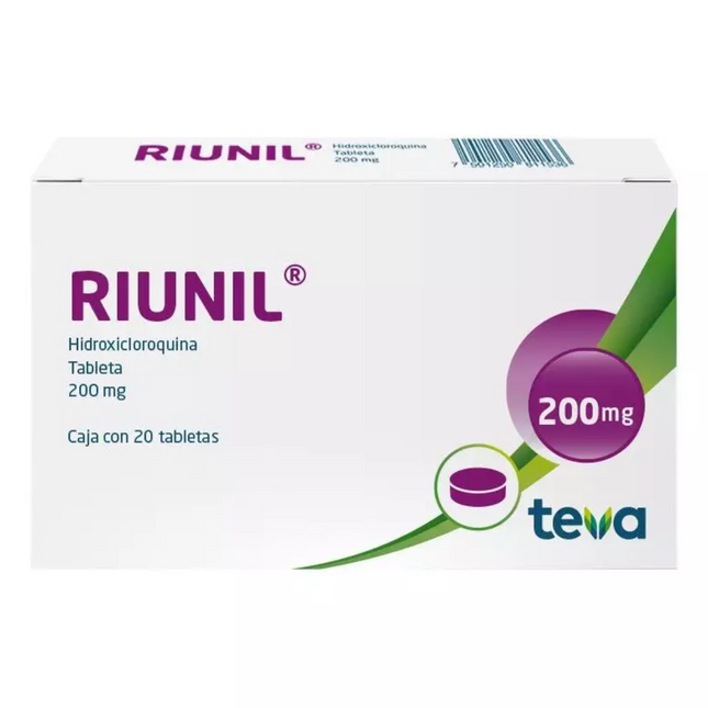 Riunil (Hidroxicloroquina) 200 mg Caja con 20 Tabletas