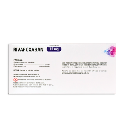 Rivaroxabán 10 Mg Caja con 30 Comprimidos