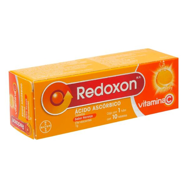 Redoxon (Ácido Ascorbico) 1 g Sabor Naranja con 10 Tabletas Efervescentes
