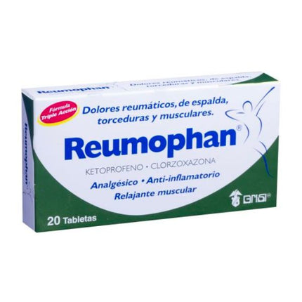 Reumophan (Clorzoxazona/Ketoprofeno 250mg/50mg) Caja con 20 Tabletas