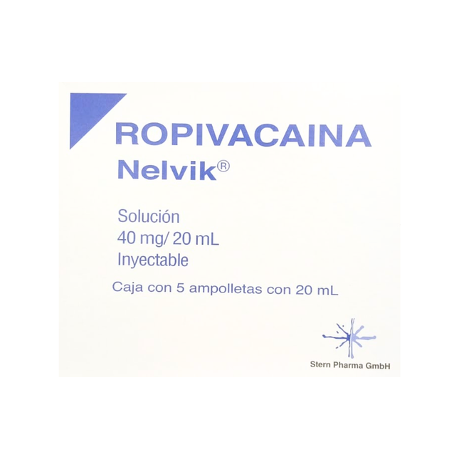 Ropivacaína 40 mg Caja con 5 Ampolletas Solución Inyectable Nelvik