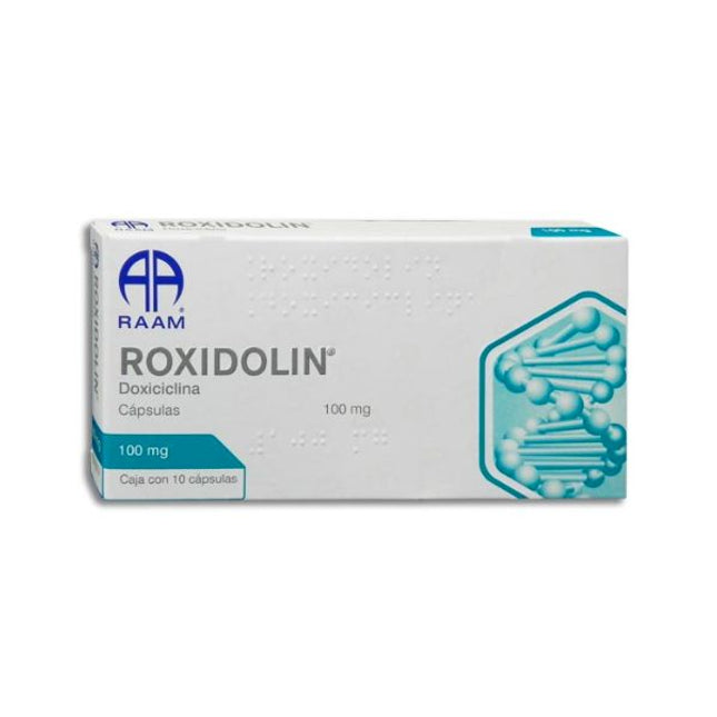Roxidolin (Doxiciclina) 100 mg Caja con 10 Cápsulas