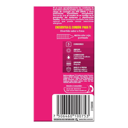 Sico Play Fresa Saboreame Caja con 3 Preservativos Masculinos