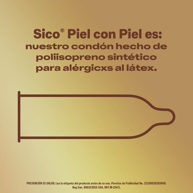 Sico Piel con Piel Sin Látex Caja con 3 Preservativos Masculinos