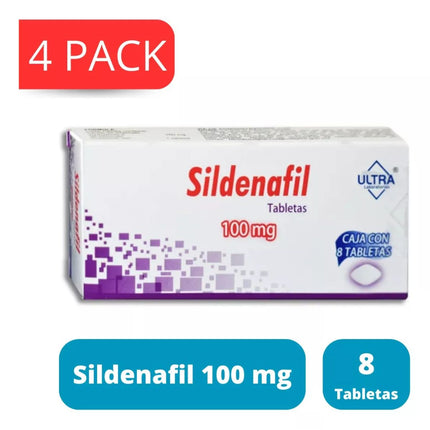 Sildenafil 100 Mg Ultra Laboratorios Pack de 4 cajas con 8 Tabletas
