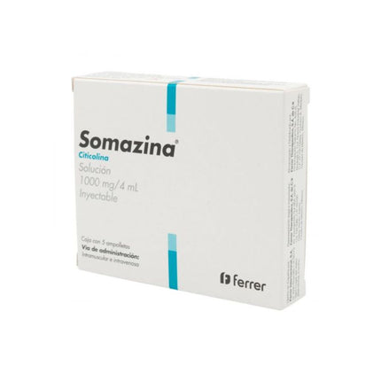Somazina (Citicolina) 1000 mg Caja con 5 Ámpulas Inyectables