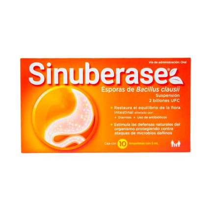 Sinuberase(Esporas De Bacillus Coagulans) 2 Billones de Ufc Caja con 10 Ámpulas