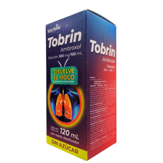 Tobrin (Ambroxol) Sin Azúcar Solución 300 mg/100 ml Frasco de 120 ml