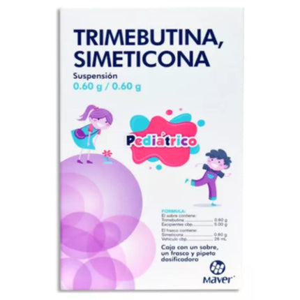 Trimebutina Simeticona 0.60 g/ 0.60 g Caja con Frasco con 26 ml Suspensión