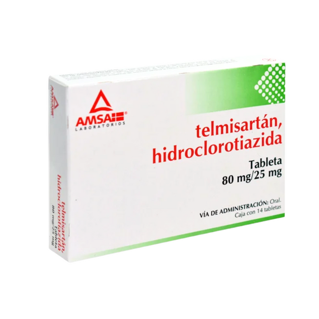 Telmisartan/Hidroclorotiazida 80/25 mg Caja con 14 Tabletas