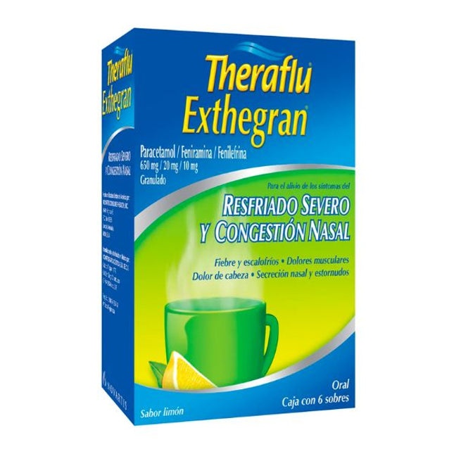 Theraflu Resfriado Severo Sabor Limón Caja con 6 Sobres