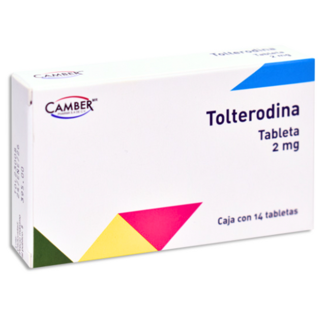 Tolterodina 2 mg Caja con 14 Tabletas