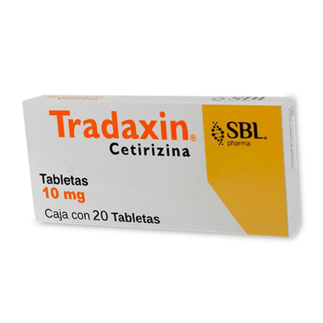 Tradaxin (Cetirizina) 10 mg Caja con 20 Tabletas