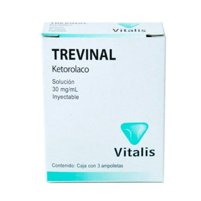 Trevinal (Ketorolaco) 30 mg Solución Inyectable Caja con 3 Ampolletas