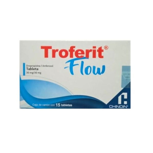Troferit Flow (Dropropizina/Ambroxol) 30mg/30mg Caja con 15 Tabletas