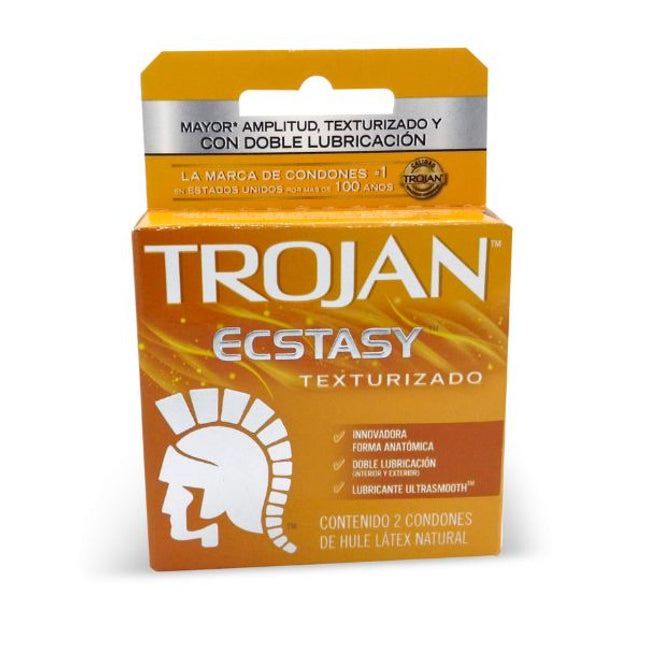 Trojan Ecstasy Texturizado Caja con 2 Preservativos Masculinos
