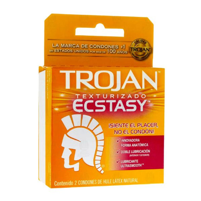 Trojan Ecstasy Texturizado Caja con 2 Preservativos Masculinos