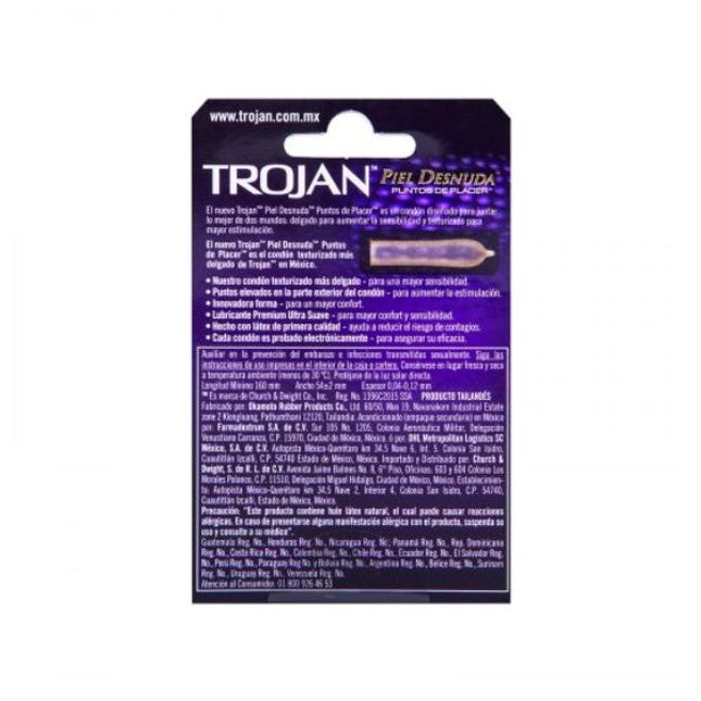 Trojan Piel Desnuda Puntos de Placer Caja con 3 Preservativos Masculinos