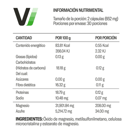 Magnesio con Metilsulfonilmetano Frasco con 60 Cápsulas de 326 mg c/u