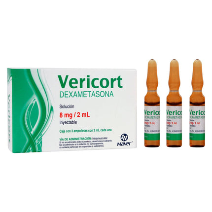 Vericort (Dexametasona)  8 mg/2 ml Caja con 3 Ámpulas Inyectables