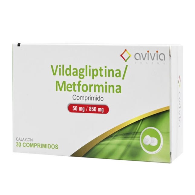Vildagliptina/ Metformina 50 /850 mg  Caja con 30 Comprimidos