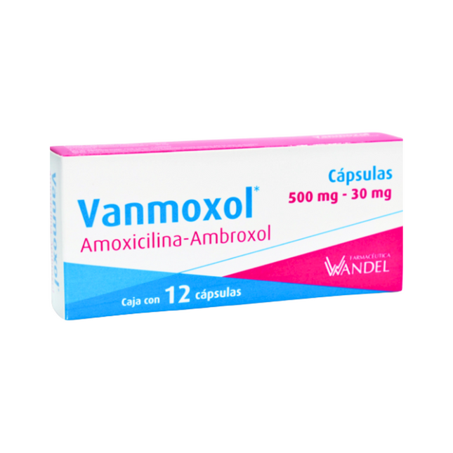 Vanmoxol (Amoxicilina / Ambroxol) 500 mg / 30 mg Caja con 12 Cápsulas